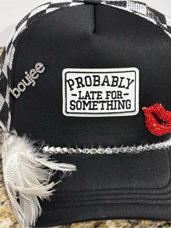 Black Boujee Embellished Trucker Hat - \